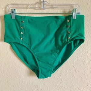 Time and Tru Green High Waisted Buttoned Swim Bottom Women’s L (12-14)